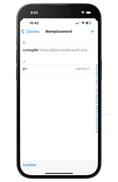 configuration carte Glibl Iphone