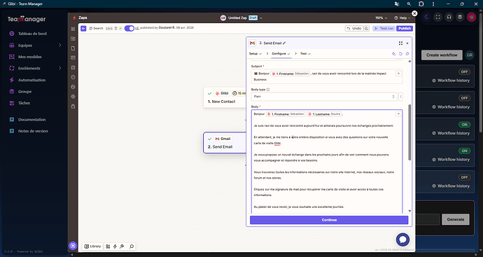 Automatisation configuration envoi d'un email.2