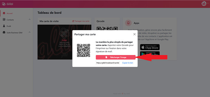 Partager carte télécharger Qrcode
