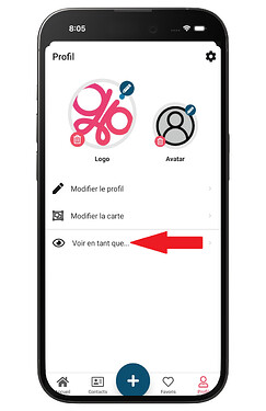 Page profil accès voir en tant que
