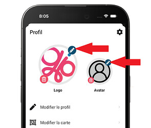 Page profil modifier logo